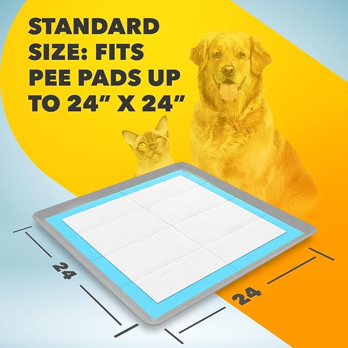Dog Pee Pad Holder - Fits Up to 24” x 24” Pee Pad - 1 Pack - Light Grey | Stable Grip, Soft Edges, Quick Wipe Silicone Surface, Dog Pad Holder for Indoor Flooring Protection