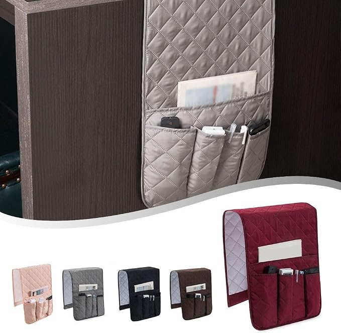 Sofa Armrest Covers Waterproof Polyester Fabric, Anti-Scratch Protection for Cats, Side Pocket Storage for Living Room Bedroom Office(black)