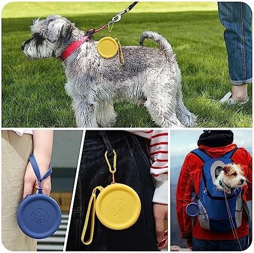 WALLFID Silicone Dog Treat Pouch Small Bag,with Pet Training Clicker,Walking Bag for Dog and Cat, Pocket Size, Easy to Clean, Odorless, Zipper Design,Moisture-Proof,Travel Walking Bag.(Navy Blue)