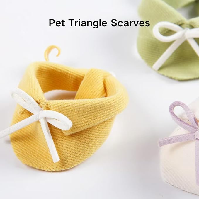 3PCS Adjustable Mini Pet Triangle Bandana, Soft Stretch Knit Bow Collar Decor Accessory with Slide Buckle, Cute Photo Outfit Prop for Small Bird, Hamster, Guinea Pig Tiny Pets