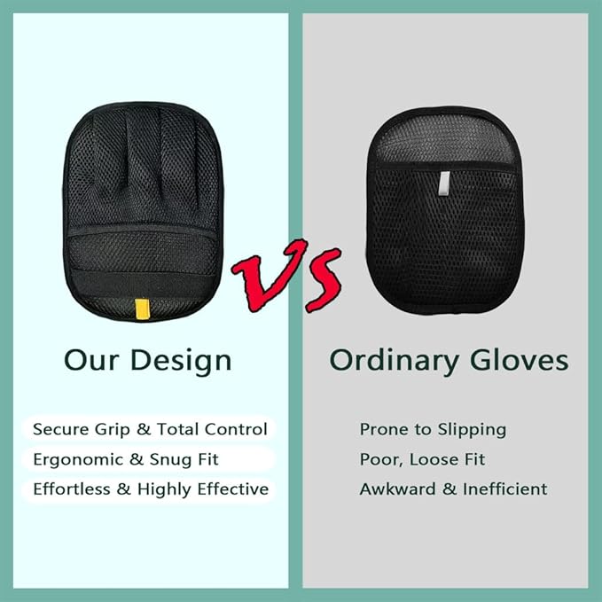 2-Pack Reusable Electrostatic Pet Hair Remover Gloves for Furniture, Carpets, Car Interiors & Auto Upholstery.