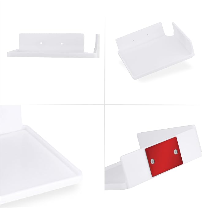 9" Small Corner Shelf Mount, Adhesive & Screw in, for Speakers, Cameras, Baby Monitors, Plants, Books Electronics, Collectibles & More, Floating Shelves (White) by Brainwavz