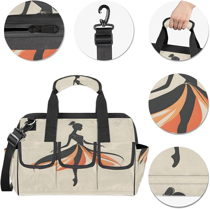 Ballerina Heavy Duty Tool Bag 14.8 Inch Modern Portable Soft Tool Box Organizer Storage with Adjustable Shoulder Strap