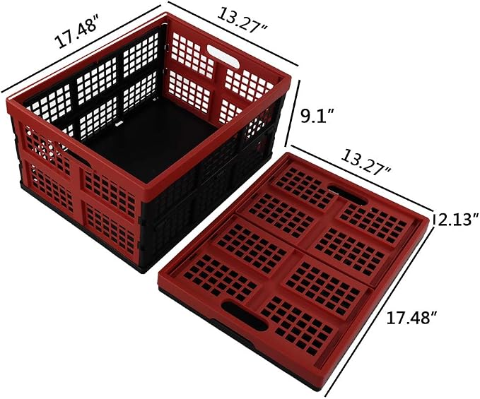 Obstnny 34 Quart Collapsible Storage Bins, Stackable Milk Crate, 3 Packs
