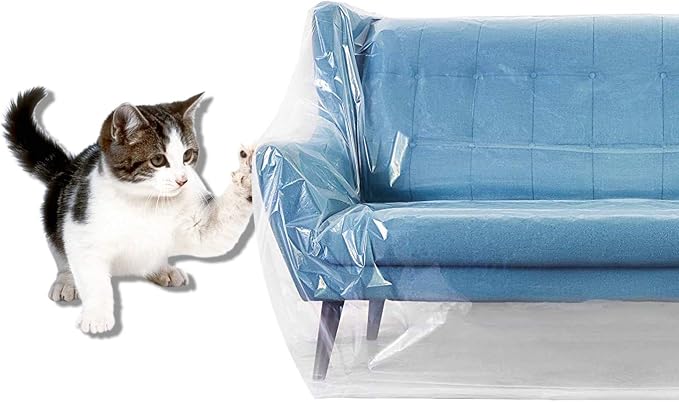 STARTWO Furniture Cover Plastic Couch Cover Heavy Duty Water Resistant Thick Clear | Sofa Slipover for Moving and Long Term Storage 42”(Width) x 68”(Depth) x 42"(Height)