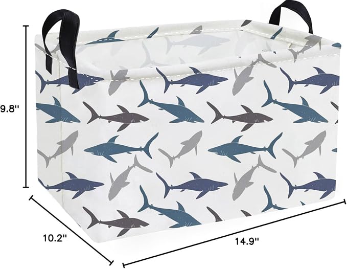 Essme Rectangular Shark Baskets with Handles for Room Decor,Gifts Box,Shelf Basket,(Shark)