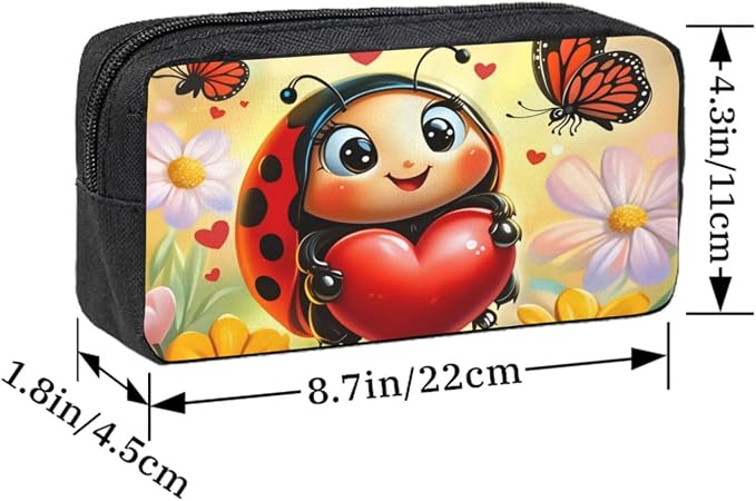 Insects Large Pencil Case, Durable Pen Bag Zipper Organizer Pouch for Office Travel for Women Men