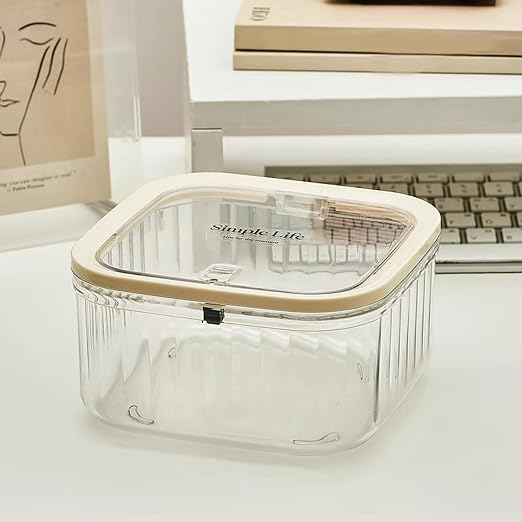 Mini Clear Coffee Pod Holder with Lid-Small Food Storage Organizer Bins-Clear Plastic Bins for Pantry, Kitchen-Cabinet Organization and Storage (1.9L/0.5 Gallon)