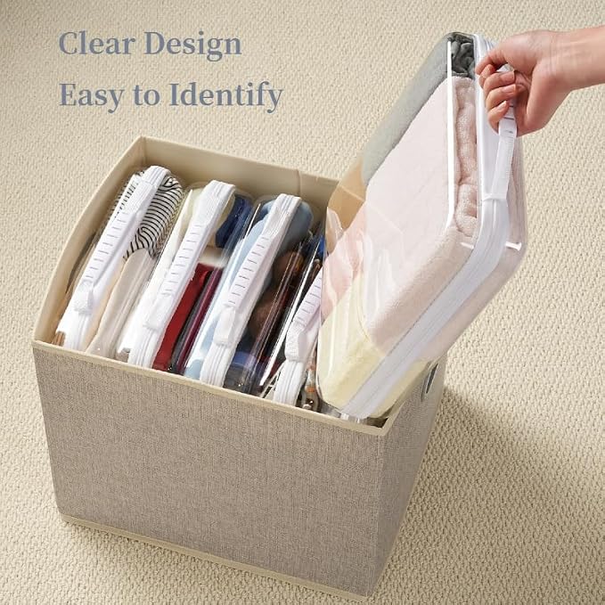 6-Pack Clear Bag Hard Shell Zipper Case with Handle, 1.3mm Thick Rigid Pouch for Craft Organizers and Storage, Large 12.6" Square Containers for Board Games, Puzzles & Toys