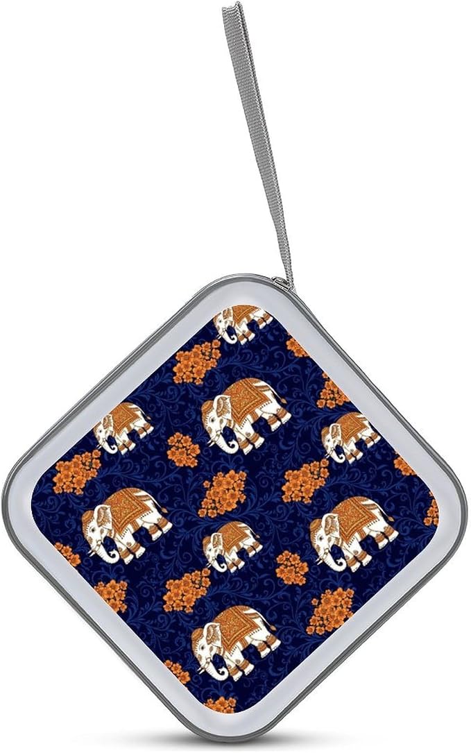 Protective 40-Disc CD/DVD Wallet Elephant, Hard Plastic Storage Binder with Handle, Portable Organizer for Car Office Travel