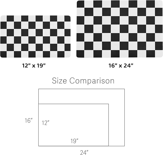 Ralxion Checkered Dog Feeding Mat, Absorbent Mats for Dog Food and Water Bowl, Dispenser, Feeder, Retro Aesthetic Black Checkerboard Pet Placemat for Dogs, Cats, Puppy Accessories, 16" X 24”