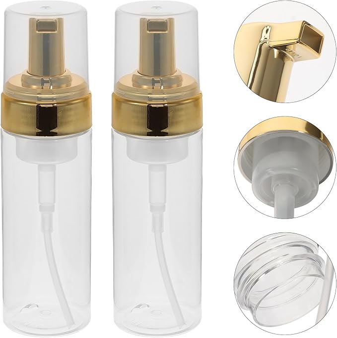 4pcs Airless Cosmetic Cream Pump Bottle Set, Pet, 120ml 150ml | Foam Dispensing, Refillable Design, Leak Proof Storage, Home Vanity Use, 4oz 5oz Sizes, Easy Identification