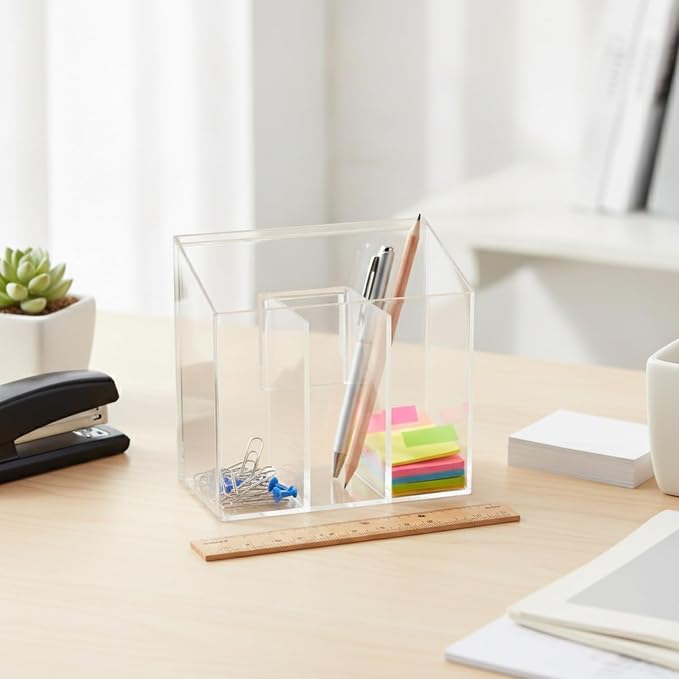 Multipurpose Clear PET Storage Box with Dividers, Versatile Organizer for Drawers, Vanities, and Desktops (1 Piece)