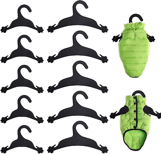 NBEADS 20Pcs 2 Styles Pet Apparel Hangers, Mini Clothes Hanger Plastic Pet Dog Clothes Hangers Costume Rack pet Clothes Hanger for Dog Cats Clothing Closet, Black