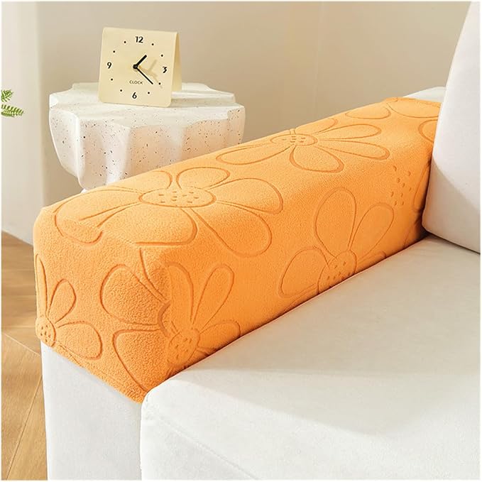 Sofa Arm Covers Set of 2 Squared, Non-Slip Arm Covers Protector for Dogs, Cats, Pets, Couch Armchair (C Orange)