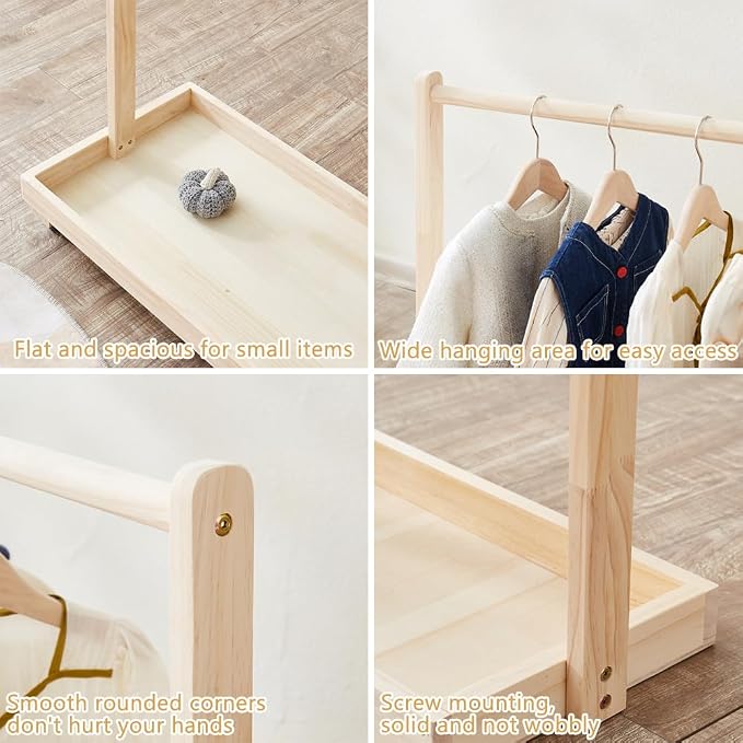 Baby Garment Rack, Kids Clothing Rack with Storage Shelf & Hanging Rod | Mini Closet Rack, Children Clothes Garment Rack, for Bedroom,Playroom,Nursery,Laundry, Pets Clothing Rack for Dogs Cats Dolls