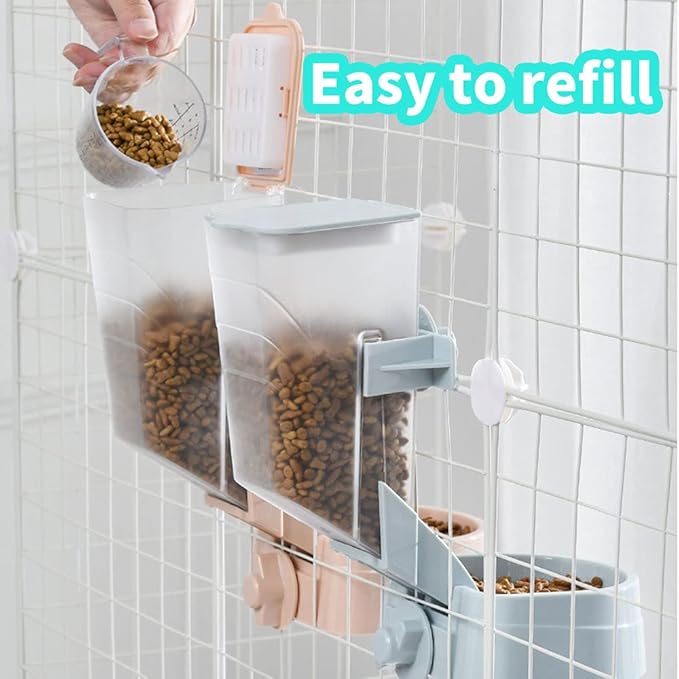 Oncpcare Rabbit Food Dispenser Water Bottle, Small Animal Bowls for Cage, Hanging Automatic Small Pet Water Bowl for Bunny Guinea Pig Ferret