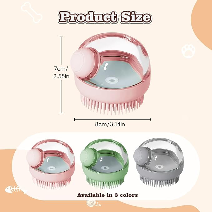 2 Pcs Dog Bath Brush, 2 in 1 Dog Grooming Brush with Built-in Shampoo Dispenser, Pet Grooming Massage Shampoo Bath Brush Soft Silicone Bristle for Long Short Haired Dogs Cats Shower-Green
