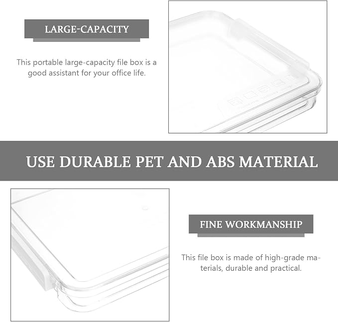 Homoyoyo Stackable File Organizer Box for Office Use, Waterproof Pet and Abs Material Document Storage Case with High Durability and Simple Design, for Daily Filing and Storage