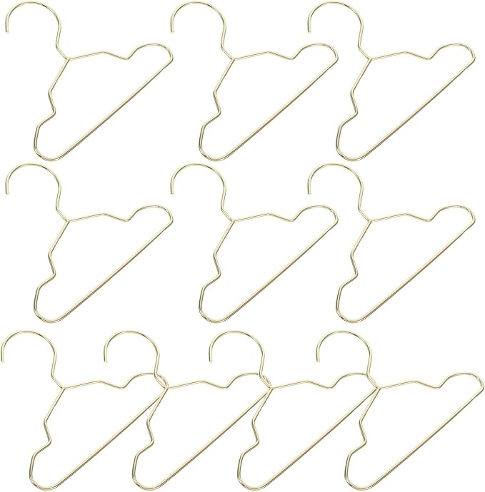 GALPADA Pet Clothes Hangers Closet Organizer 10pcs Golden Metal Anti-Slip and Easy to Carry Small Dog and Cat Hangers Gift for Friends with Pets