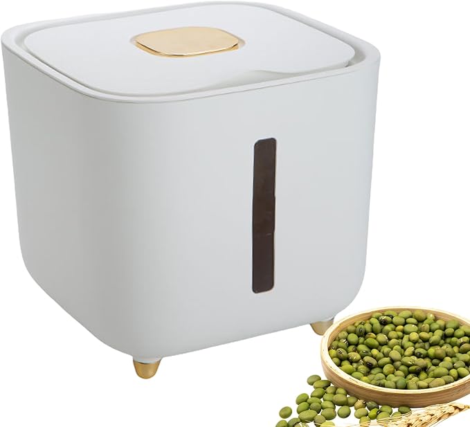 Rice Storage Container Large Stackable Lidded Household Food Storage Box | Food Container for Grains Flour Sugar Beans Cereal Dry Goods Nuts Medicinal Materials Pasta Coffee Lentils Kernels Herbs
