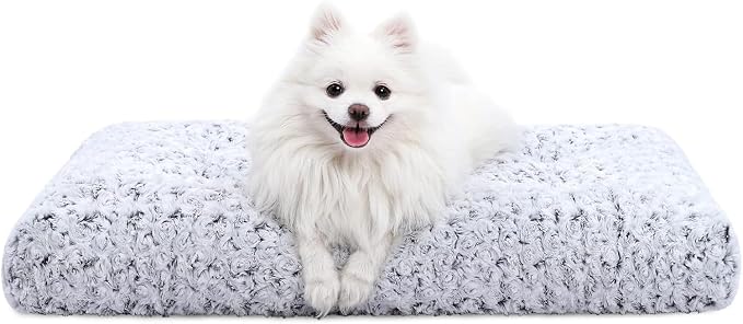 KSIIA Washable Dog Bed Medium Size Dog Crate Bed Plush Pet Mat 29"x21" Gray | Deluxe Plush Comfy Kennel Pad, Anti-Slip Bottom,Deep Sleeping Mat for Medium Dogs,Machine Washable for Easy Cleaning