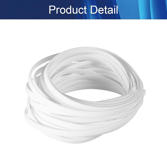 Jutagoss PET Expandable Braided Cable Sleeve, 32.8ft - 1/4 inch White Cable Management Sleeve, Wire Loom Tube Cord Protector for USB Cable, Power Cord, Audio Video and More, 1Pc