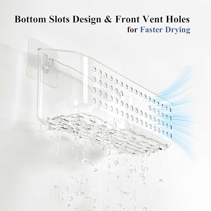 Bath Toy Storage 2 Pack, Large Bathtub Toy Holder Shower Caddy for Bathroom | Clear Bathtub Toy Organizer, No Drill Shower Organizer, Quick Dry Bath Tub Toy Net Basket Bin for Baby Toddler Kids
