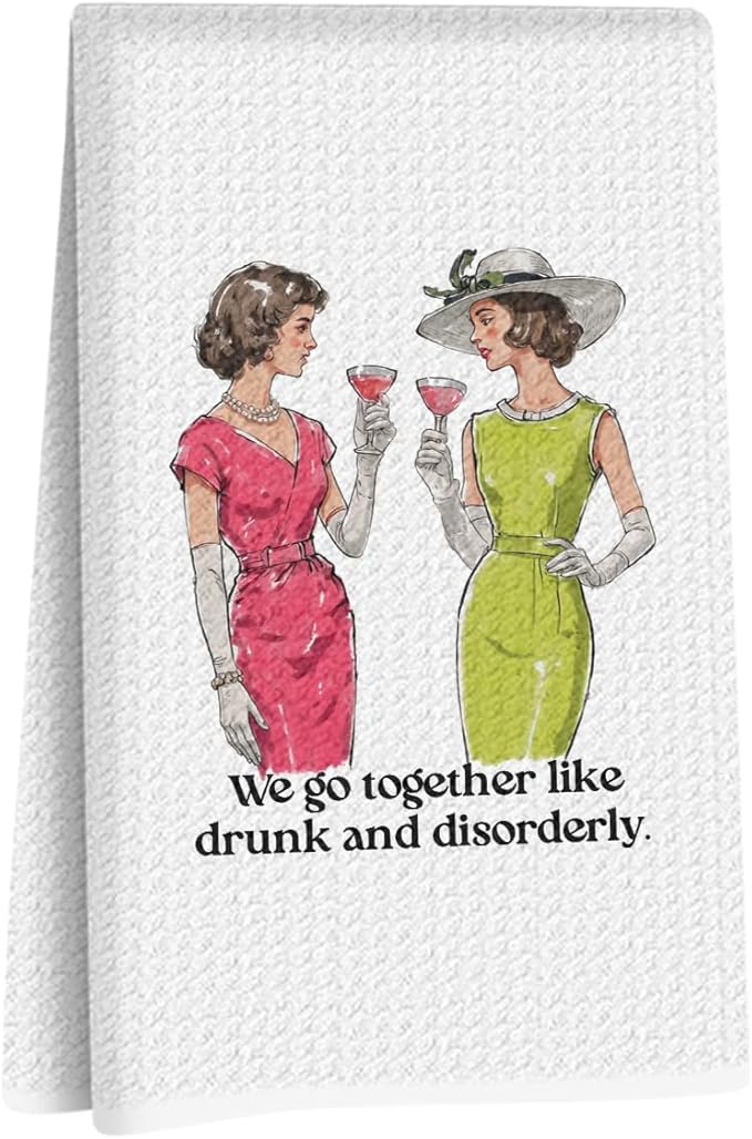 Hanamiya Na Funny Kitchen Towels, Reusable Microfiber Durable Tea Towels for Kitchen Home Bathroom Farmhouse Decor, Funny Waffle Weave Dish Drying Towel, Ladies Gifts for Women Friend Mom, 24x14 Inch
