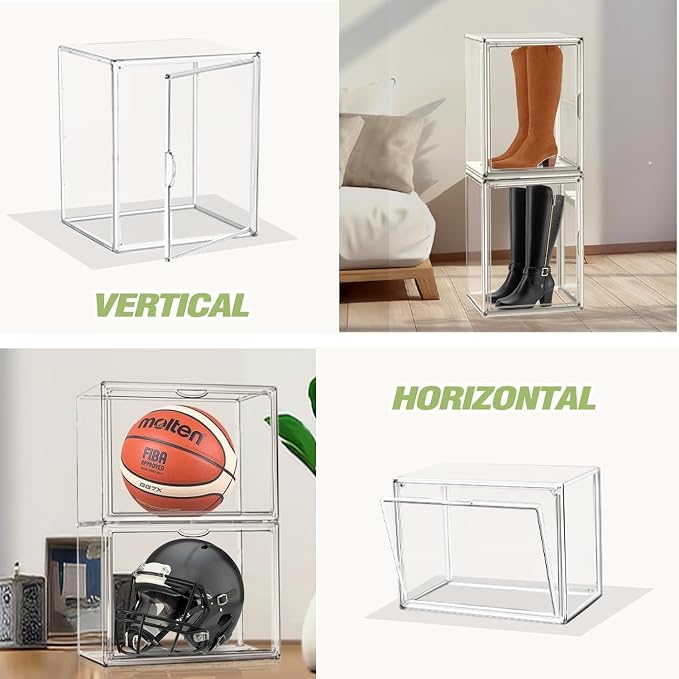 5 Pack Extra Large Clear Storage Box for Cowboy Boots,Helmets,Large Handbag | For western style boots, motorcycle helmets, handbags, collectibles & seasonal storage while keeping everything organized