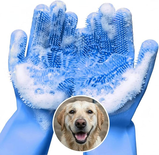 Cat & Dog Shampoo Gloves with 3000 Soft Bristles | 2-in-1 Dog Bath Gloves for Massage, Grooming & Clean Wet or Dry