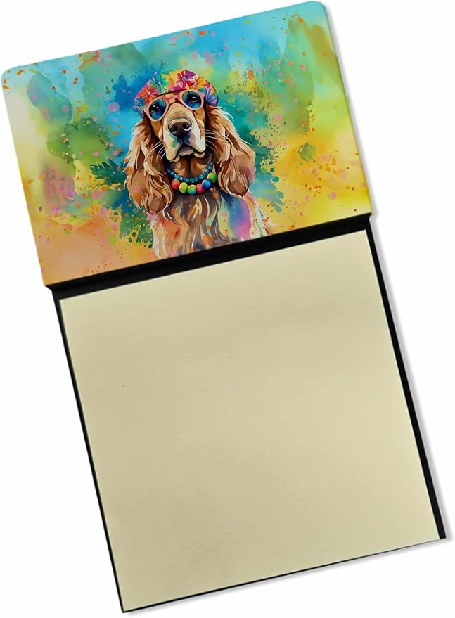 Caroline's Treasures Cocker Spaniel Hippie Dawg Sticky Note Holder Refillable Dispenser Self-Sticky Note Pads, Memo Pads Blank Desk Accessories