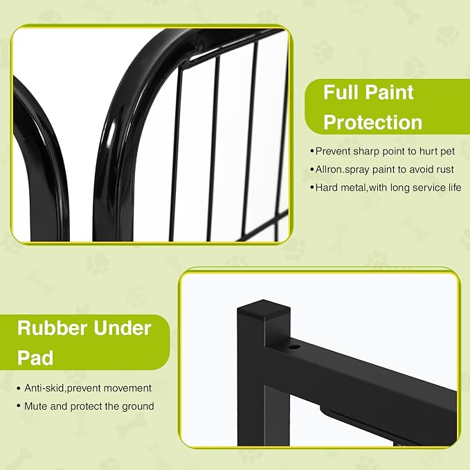 BestPet Dog Playpen 24 Inch 16 Panels Heavy Duty Metal Pet Exercise Pen Indoor Outdoor Fence Panels Anti-Skid Expandable Design