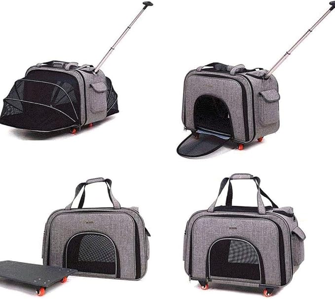 Pet Car, Rolling Backpack Puppy Wheels Luggage Bag for Dogs Small Animal Size:，66 * 32 * 38cm