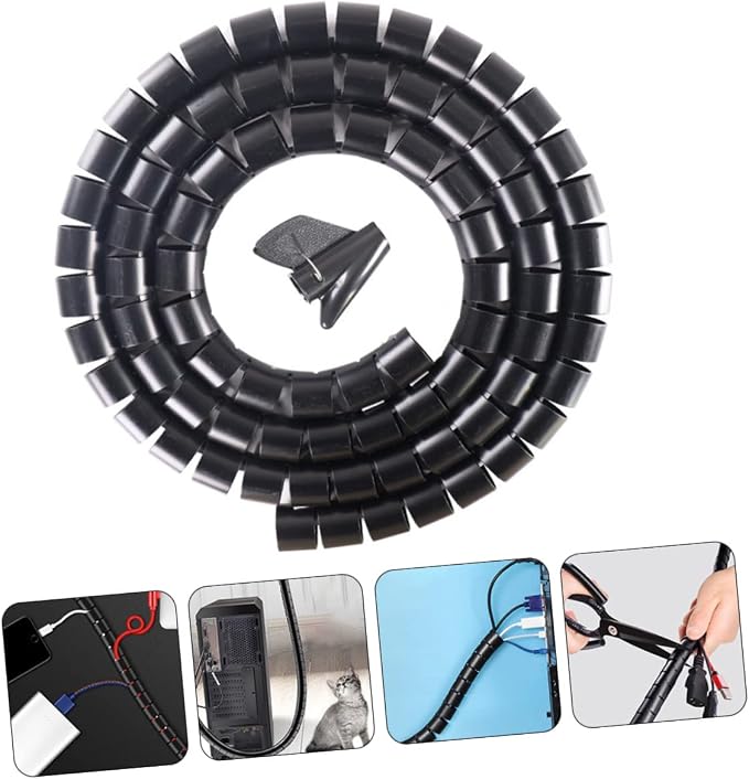 KALLORY Cable Sleeve Organizer Set for Pets 10 Meter Cuttable Wire Wrap Flexible and Sturdy Protects Cords from Dog and Cat Chewing for Home Use