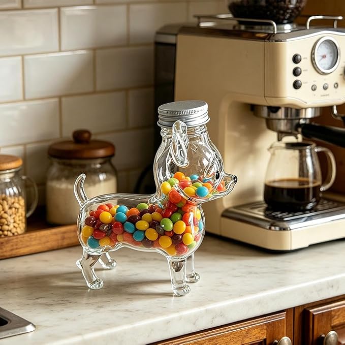 Turtle Candy Jar, Pet Cookie Jar, Glass Dog Storage Snacks Treat Container With Lid, Adorable Candy Jars For Cookie, Candies, Coffee Pods, Pet Lovers Gifts