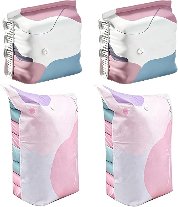 3D Vacuum Compression Storage Bags, Zipper Seal Space Saving Organizer for Clothes, Bedding, Closet & Moving