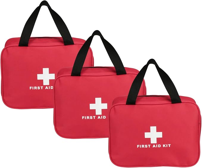 3 Pack Nylon First Aid Empty Kit,Compact and Lightweight First Aid Bag for Emergency at Home, Office, Car, Outdoors, Boat, Camping, Hiking(Bag Only)
