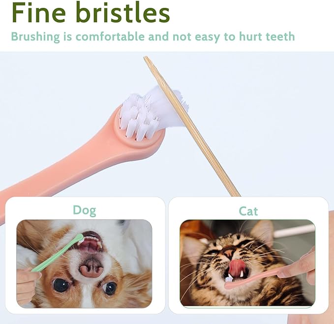 2 Pack Mini Head Soft Cat & Dog Toothbrush Deep Clean Kit, Portable Travel Friendly & Easy to Use for Puppy, Kitten, Small Dog & Cat