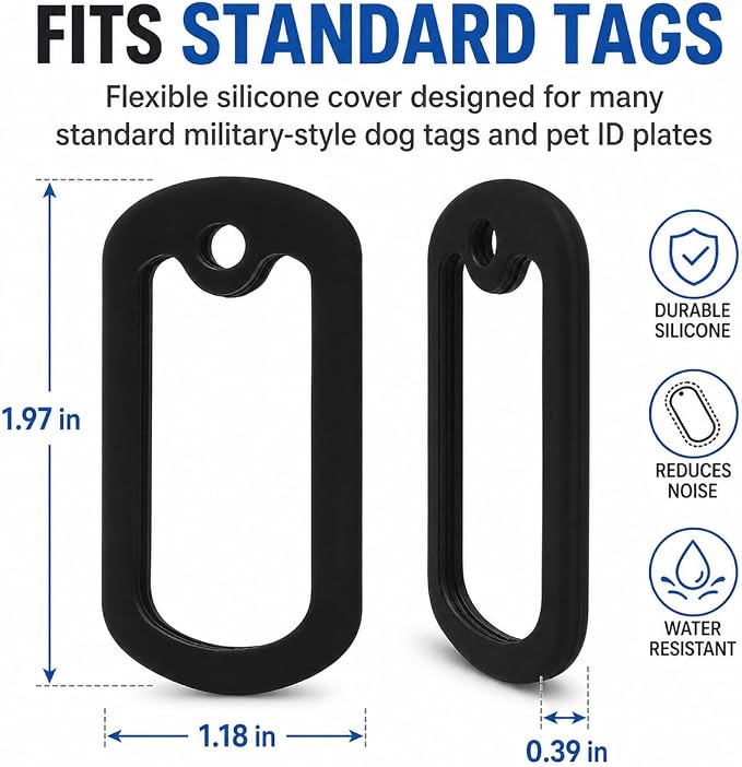 VOSAREA 36pcs Dog Tag Silencers, Black Silicone Pet Tag Silencer Covers, Protective Cover Guards for Noise Reduction and Scratch Protection