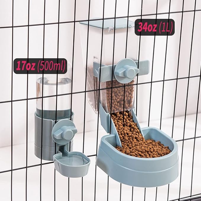 Oncpcare Rabbit Food Dispenser Water Bottle, Small Animal Bowls for Cage, Hanging Automatic Small Pet Water Bowl for Bunny Guinea Pig Ferret