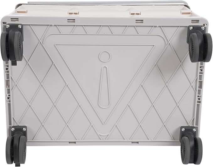 Foldable Crate Cart, 14.53 Gal Portable Wheeled Tote Basket Shopping Storage Trolley Case with 4 360° Rotatable Wheels & Long Handle Capacity 35 Kg/77.16 Lbs for Both Outdoor and Indoor (Grey)