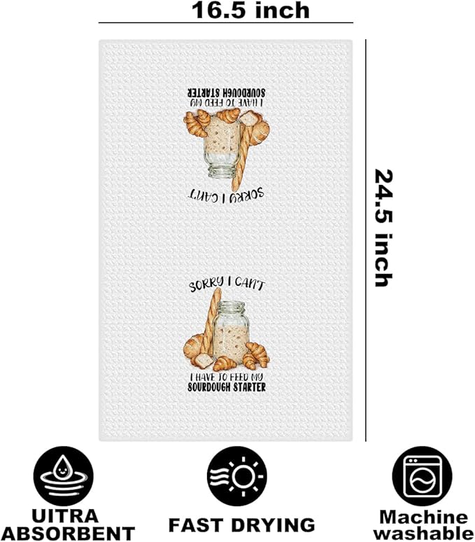 Funny Sourdough Baking Kitchen Towels 24x14 Inch, Baking Lover Gifts Decorative Hand Towels, Sourdough Starter Waffle Weave Hand Tea Towel for Kitchen Home Decor, Housewarming Gifts for Women Friend
