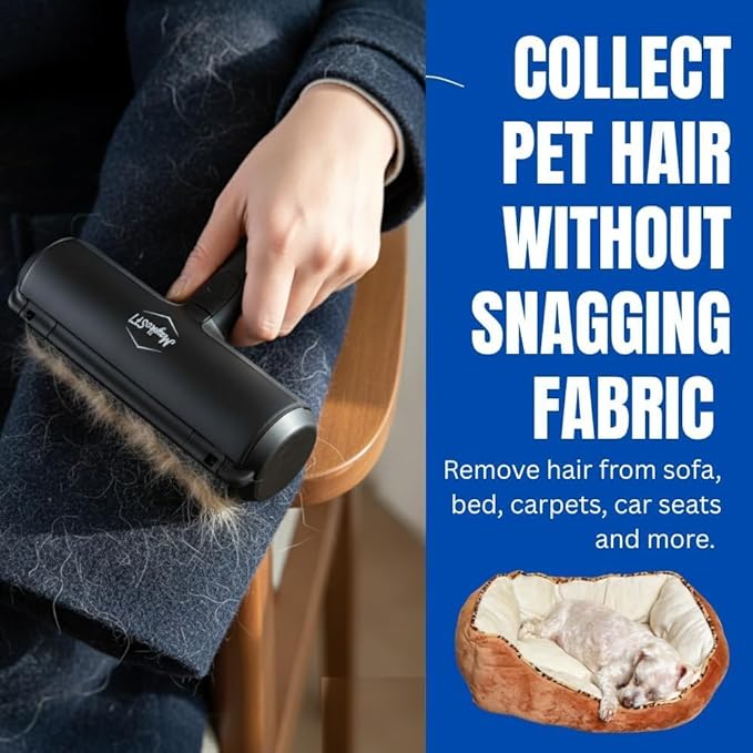 Pet Hair Remover Roller | Reusable Lint Roller for Dog & Cat Hair | Multi-Surface Fur Remover for Furniture, Couch, Carpet, Clothes & Bedding | Portable, Eco-Friendly Cleaning Tool (Black)
