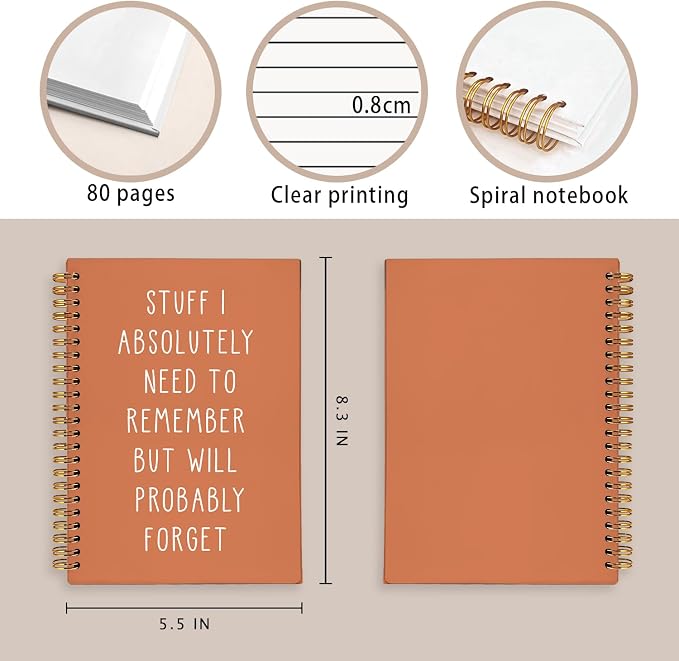 LIANGW Funny Orange Notebooks for Work, Coworker Office Gifts for Women | Funny Work Gifts for Coworkers & Boss, Fun Spiral Notebooks Journals for Writing, Funny Office Supplies 5.5x8.3 Inch