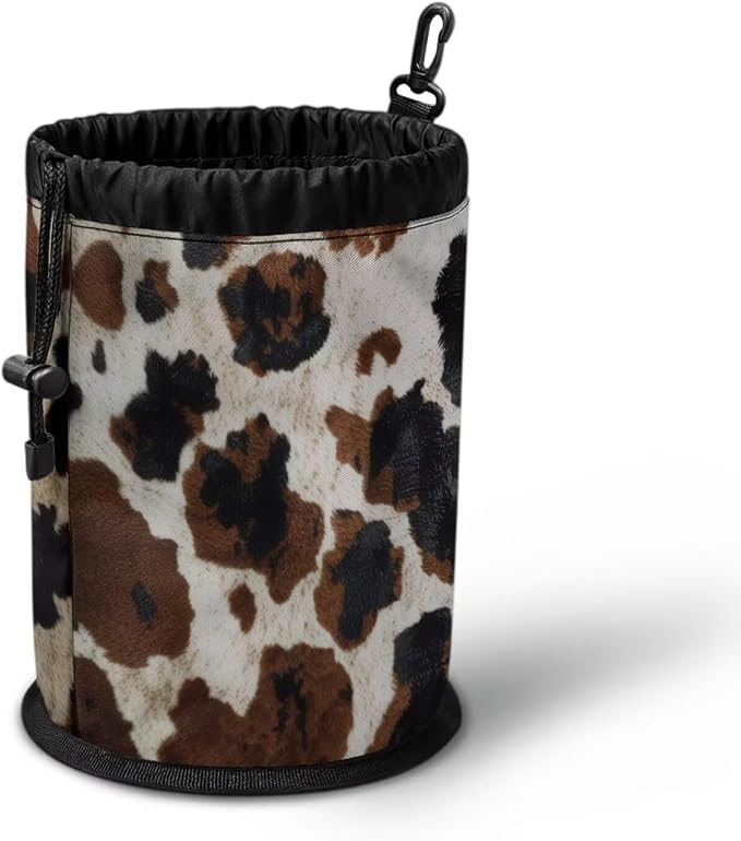 Drawstring Clothespin Bag, Brown Leopard Print Laundry Clip Organizer Pouch with Metal Grommet Hanging Loop, Portable Storage for Washing Pegs, Camping, Dorm, RV