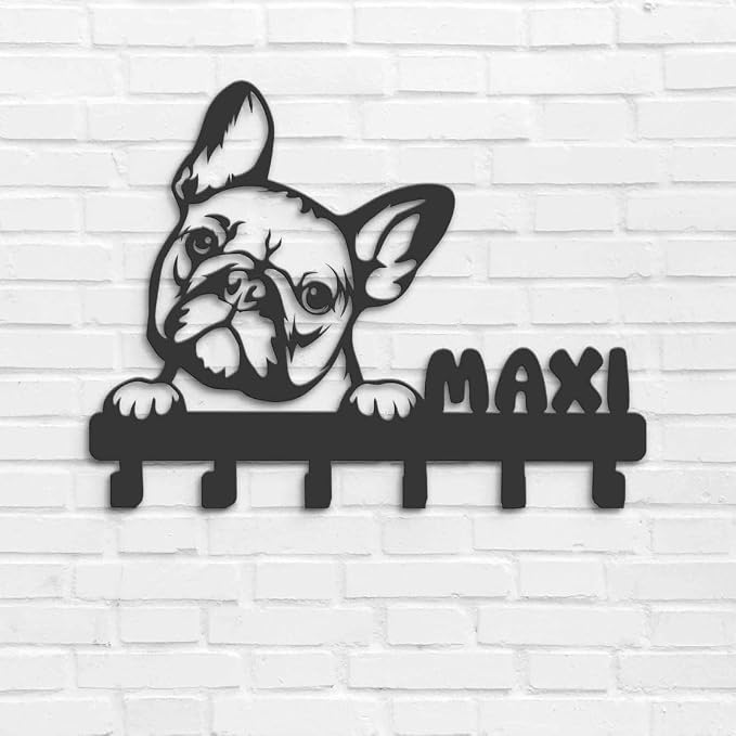 Personalized Peeking French Bulldog Metal Coat Rack, Leash Holder, Key Holder Wall Mount, Entryway Organizer, Mudroom Decor, Coat Rack, Hooks for Hanging, Doorway Decor, New Home Gift