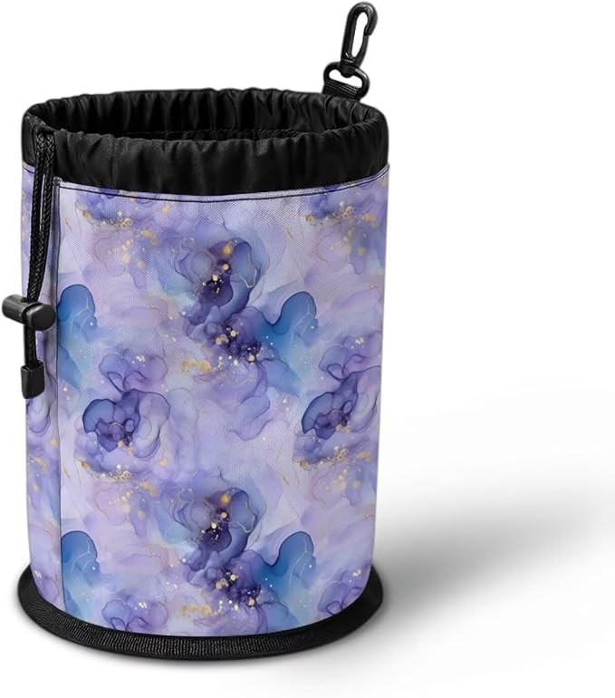 Clothespin Bag with Hooks Purple Blue Floral Hanging Clothes Pin Bag with Drawstring Closure Clothespin Holder, Moisture Resistance, Storage Organizer, Machine Washable
