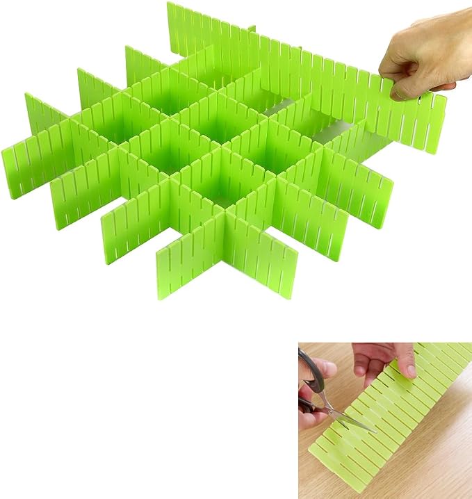 8pcs DIY Plastic Drawer Organizer Adjustable Drawer Dividers for Home Tidy Closet, Socks, Underwear, Office School Supplies, Kitchen Utensil Tools (Green)