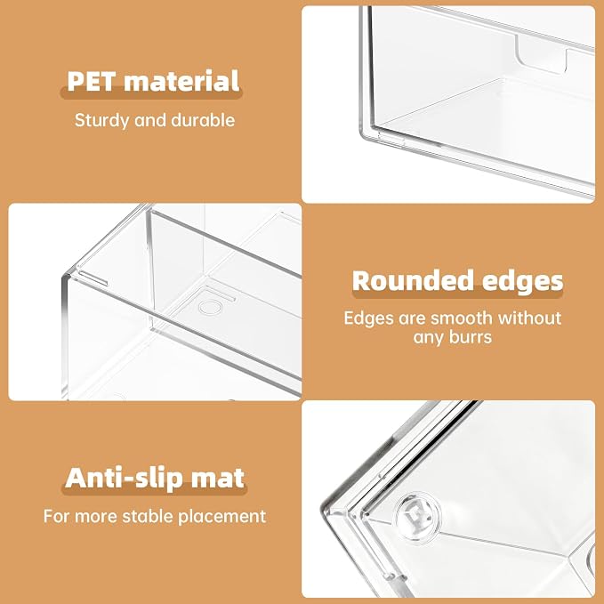 Narrow Medicine Cabinet Organizer with Drawer, Clear | Drawer for Easy Access, Smooth Pull-Out, Non-Slip, Fits Tight Spaces, Fits Vanity & Countertop, Sort Skincare & Cosmetics